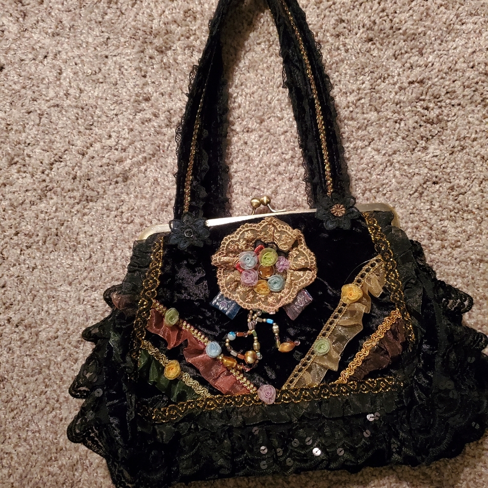 Gorgeous Handmade Floral and Lace Purse